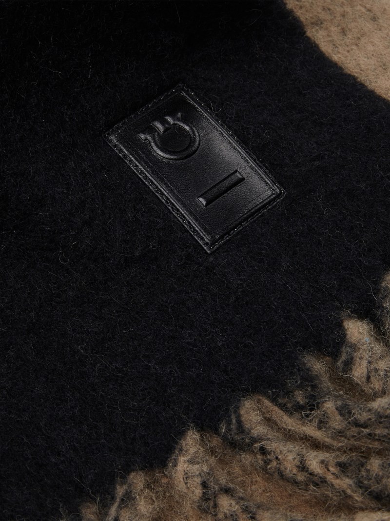 Ferragamo | Women's Double Scarf With Fringing - Black/Camel