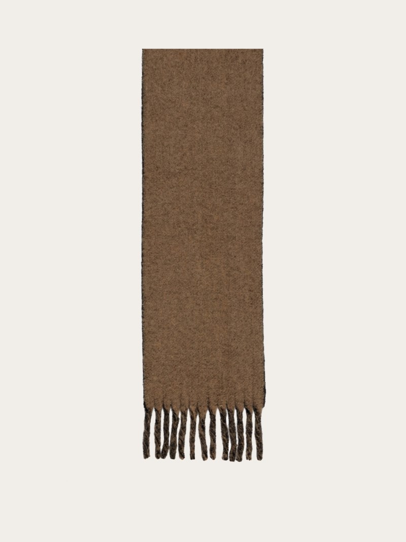 Ferragamo | Women's Double Scarf With Fringing - Black/Camel