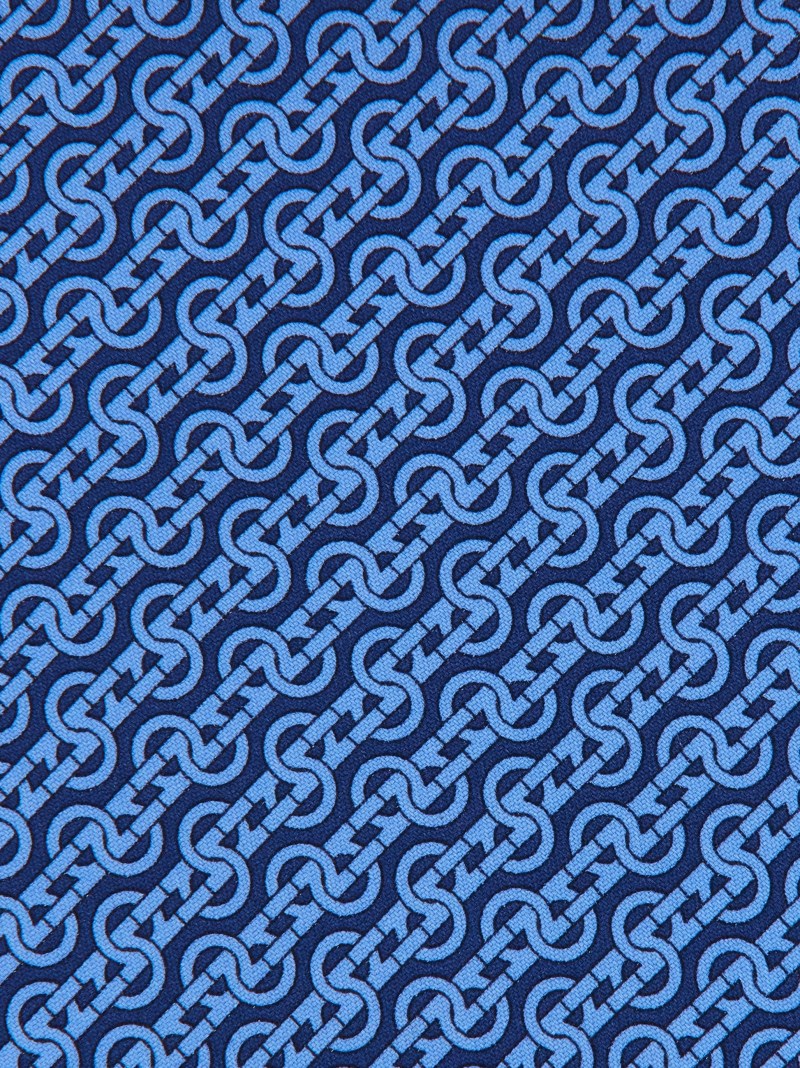 Ferragamo | Men's Woven Print Silk Tie - Navy Blue