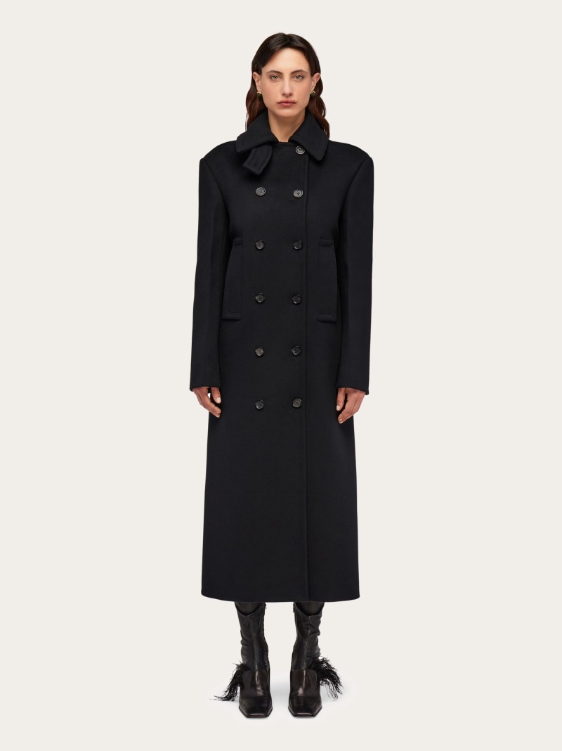 Ferragamo | Women's Cashmere Blend Double Breasted Coat - Black