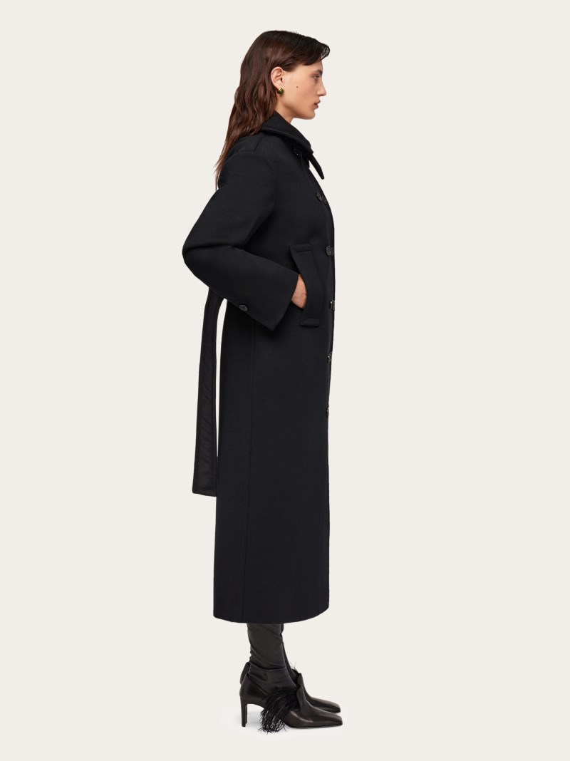 Ferragamo | Women's Cashmere Blend Double Breasted Coat - Black