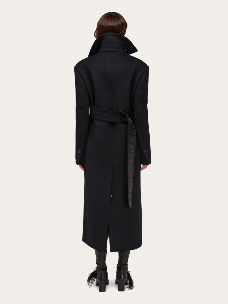 Ferragamo | Women's Cashmere Blend Double Breasted Coat - Black