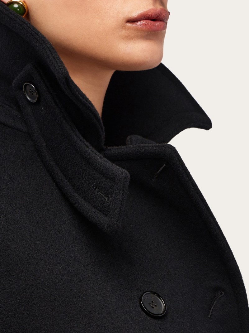 Ferragamo | Women's Cashmere Blend Double Breasted Coat - Black