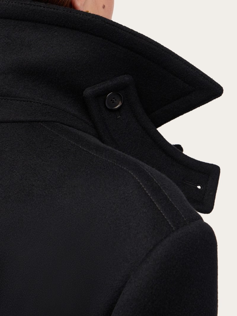 Ferragamo | Women's Cashmere Blend Double Breasted Coat - Black