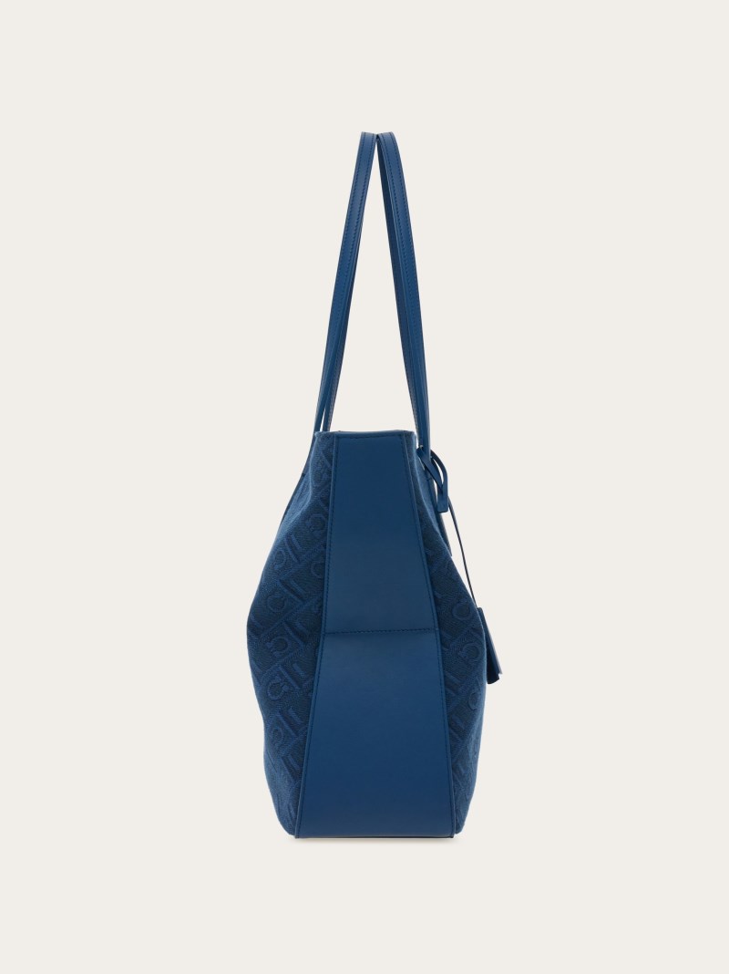 Ferragamo | Women's Tote Monogram Bag - Teal Blue