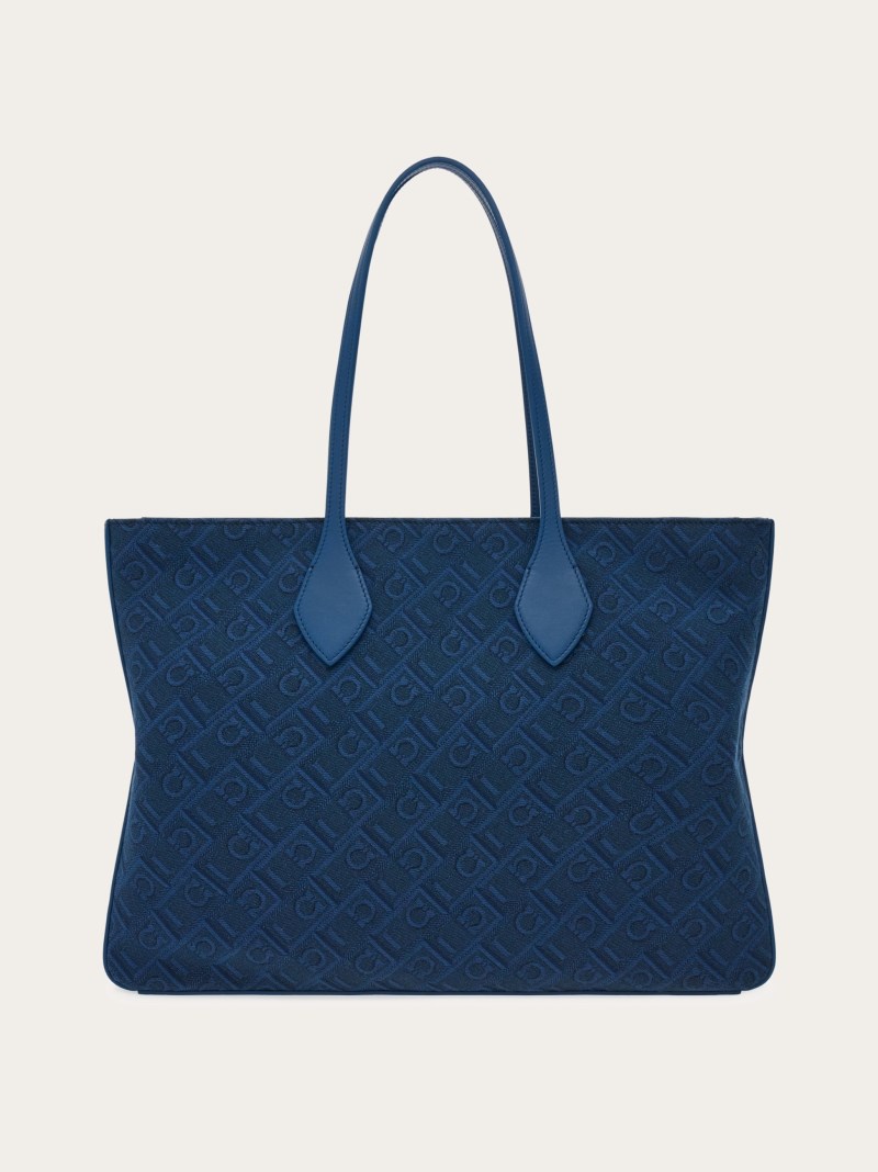 Ferragamo | Women's Tote Monogram Bag - Teal Blue