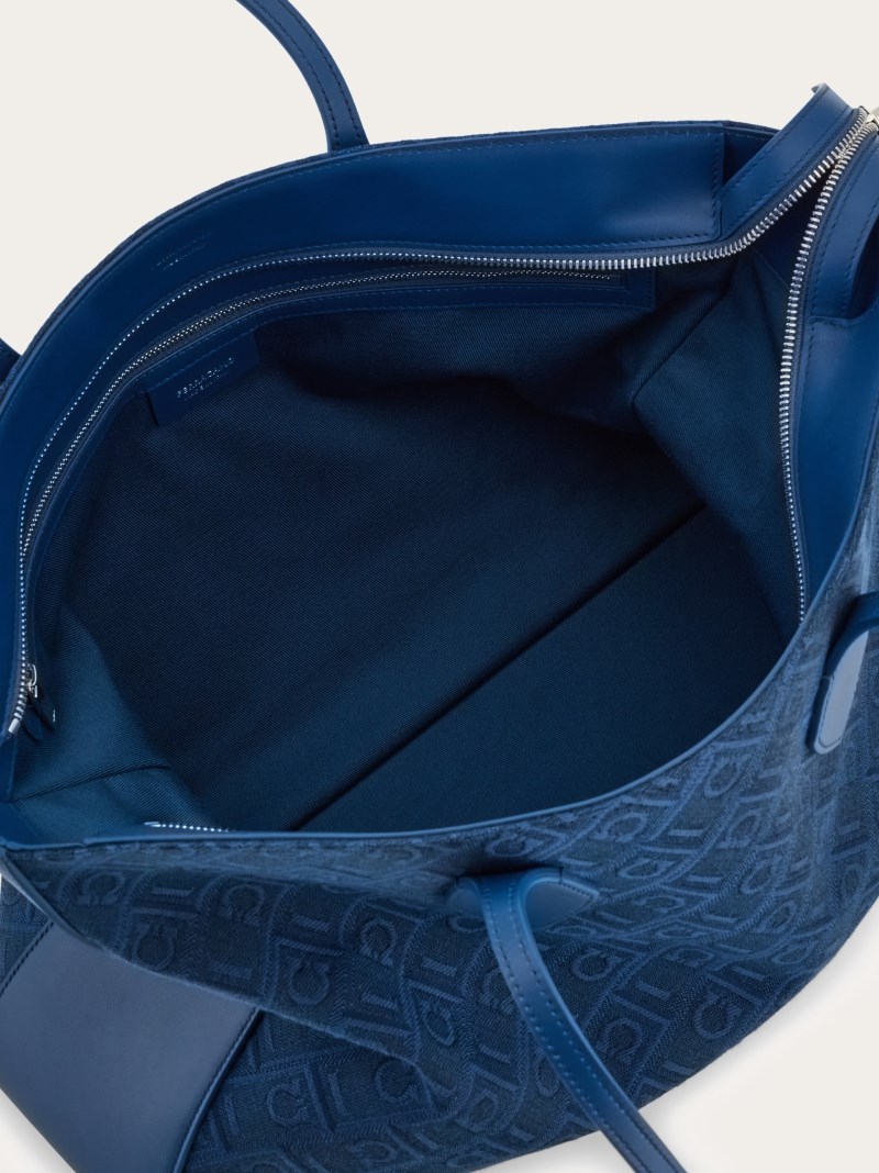 Ferragamo | Women's Tote Monogram Bag - Teal Blue