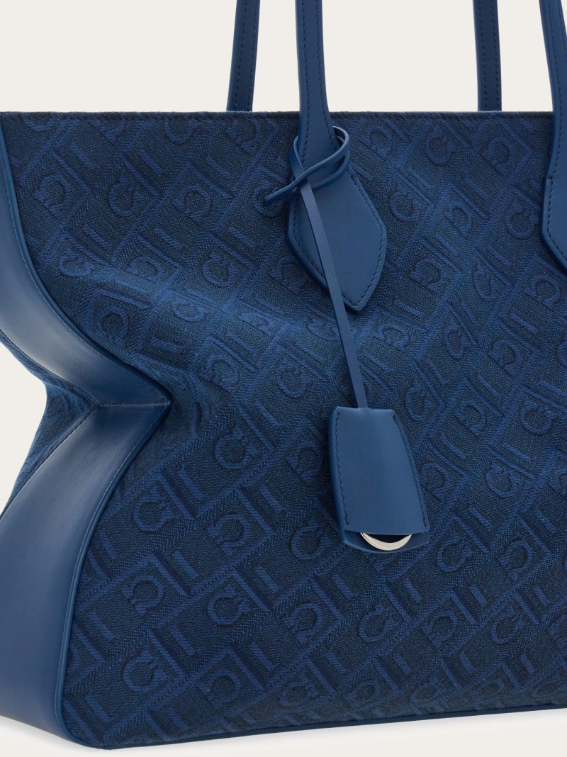 Ferragamo | Women's Tote Monogram Bag - Teal Blue