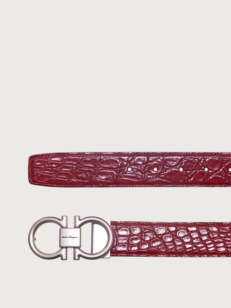 Ferragamo | Men's Adjustable Gancini Belt - Ferragamo Red
