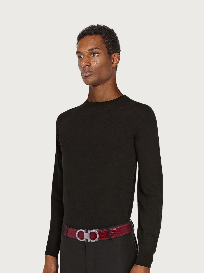 Ferragamo | Men's Adjustable Gancini Belt - Ferragamo Red