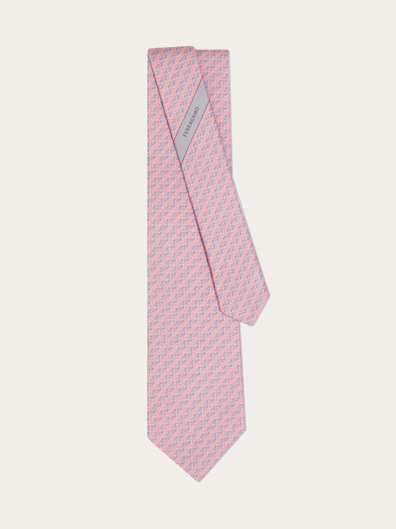 Ferragamo | Men's String Print Silk Tie - Pink
