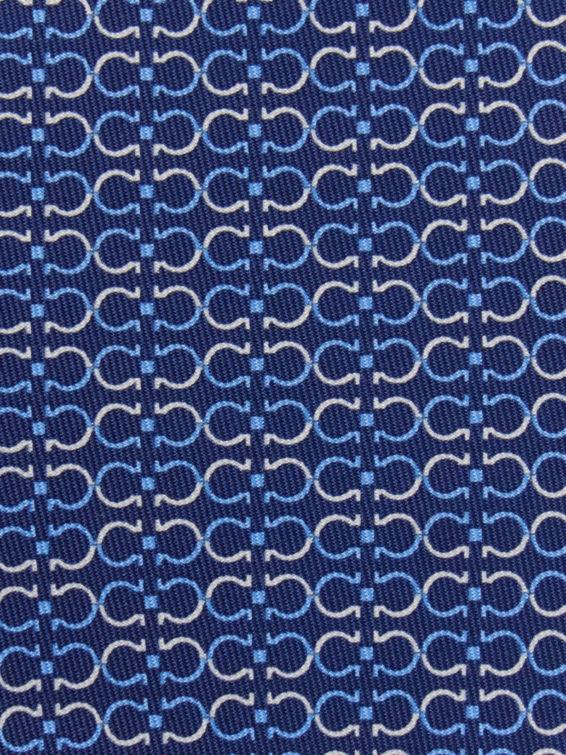 Ferragamo | Men's Gancini Print Silk Tie - Blue Marine
