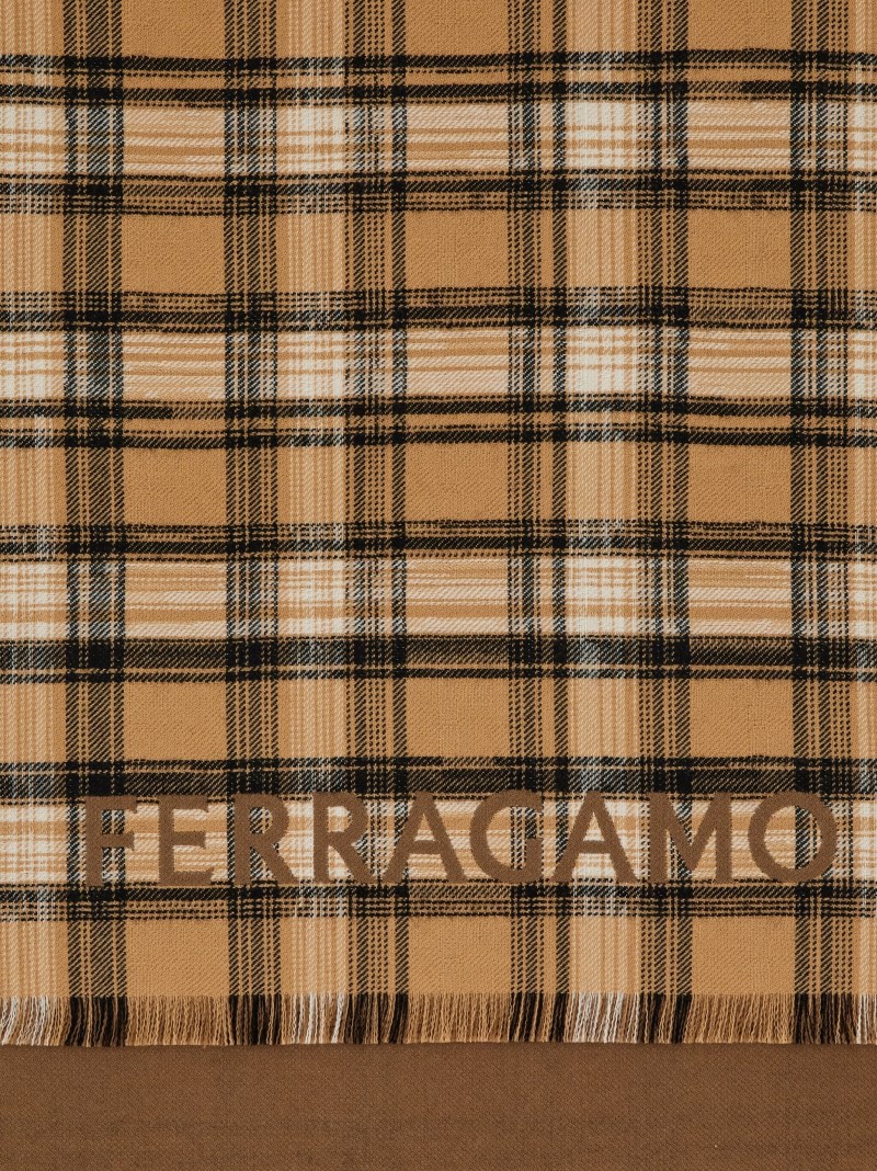 Ferragamo | Men's Tartan Wool Scarf - Camel/Dark Camel