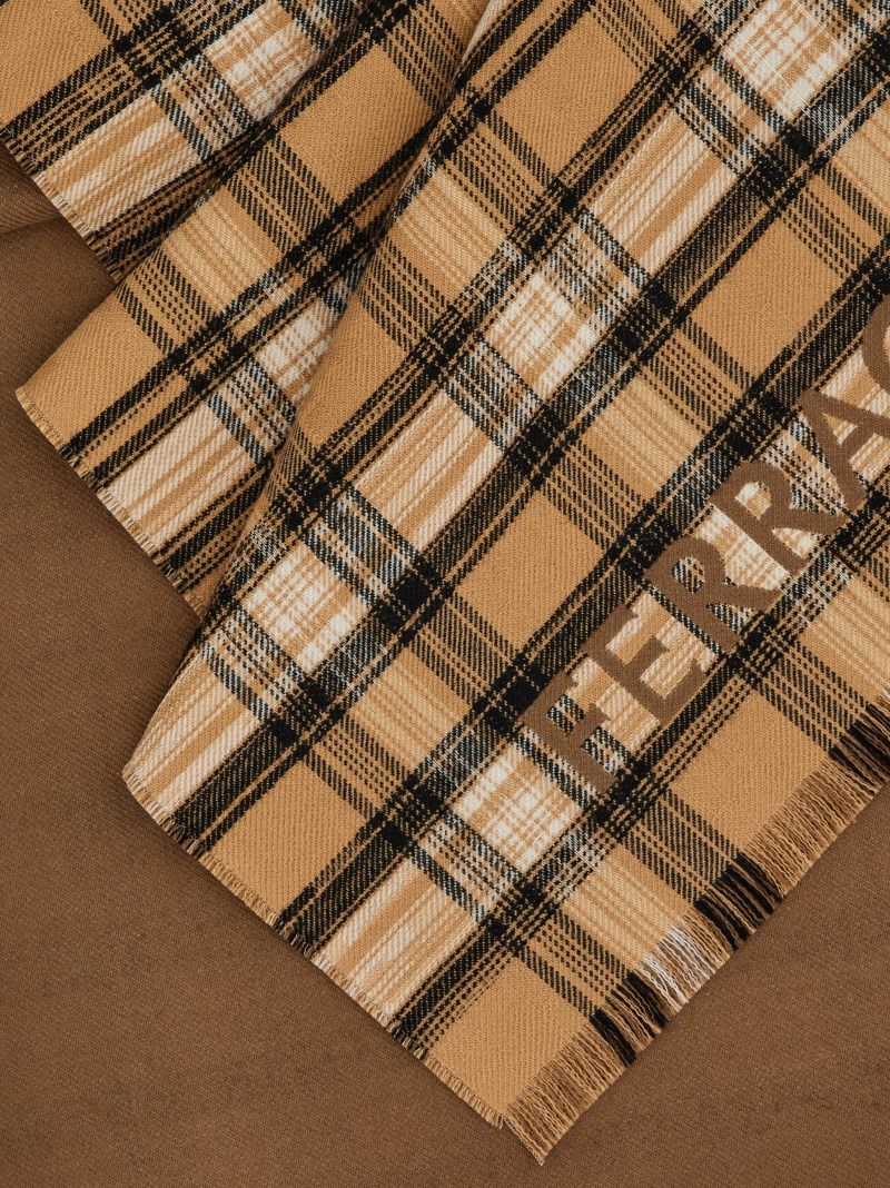 Ferragamo | Men's Tartan Wool Scarf - Camel/Dark Camel