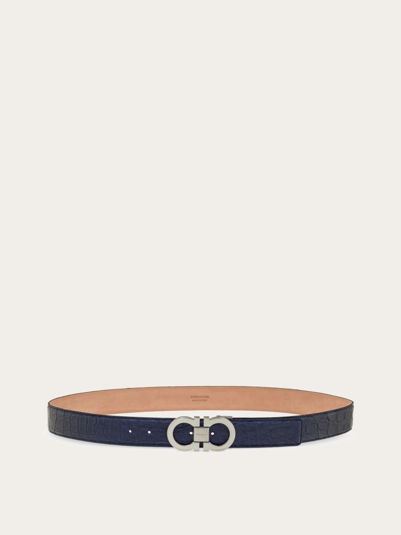 Ferragamo | Men's Adjustable Gancini Belt - Marine Blue