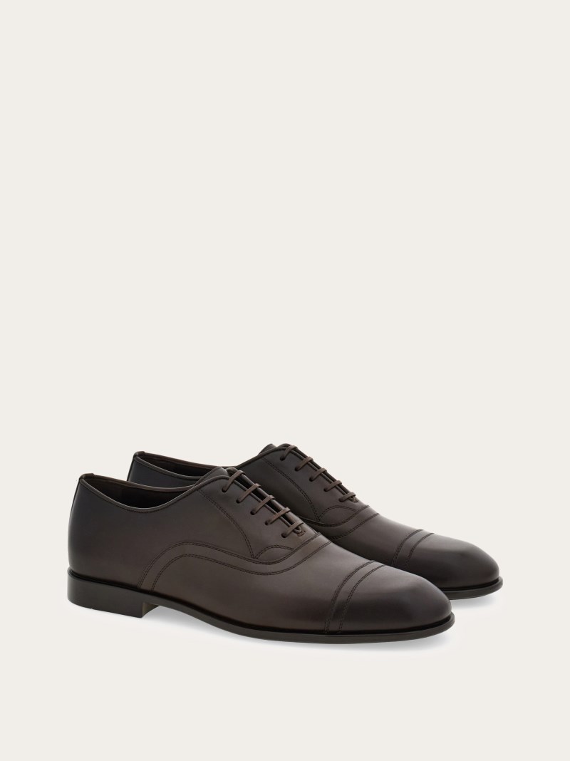 Ferragamo | Men's Oxford With Wing-Tips - Testa Di Moro