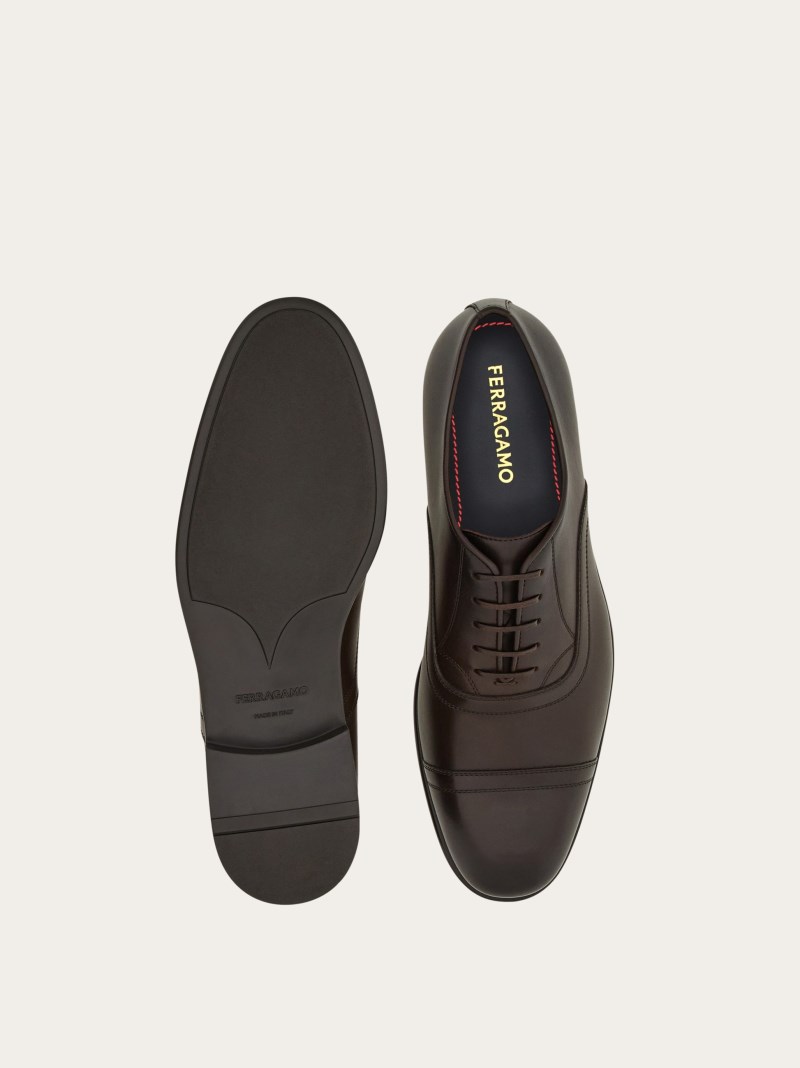 Ferragamo | Men's Oxford With Wing-Tips - Testa Di Moro