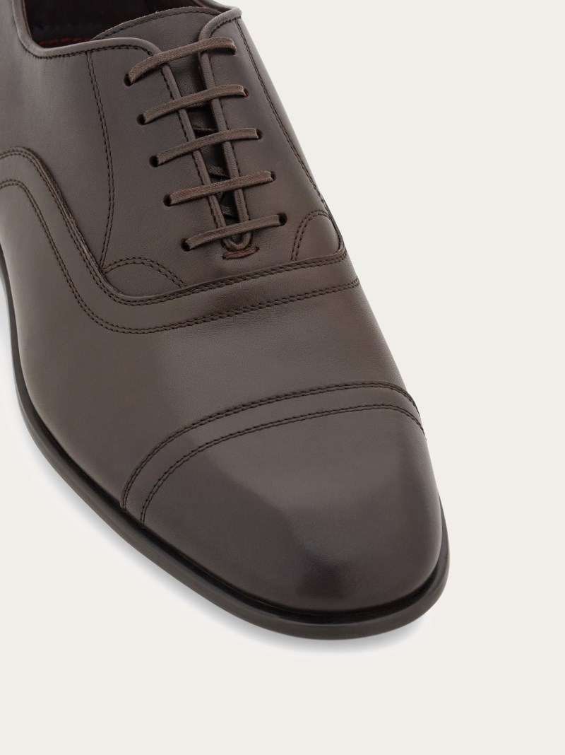 Ferragamo | Men's Oxford With Wing-Tips - Testa Di Moro