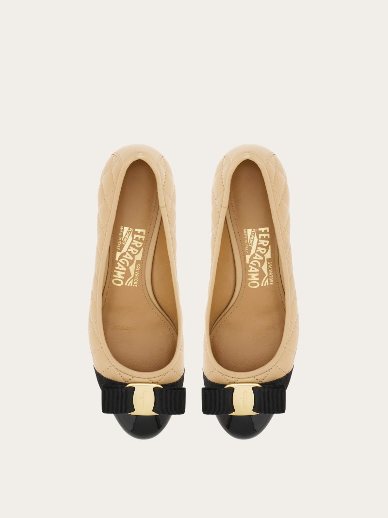 Ferragamo | Women's Quilted Vara Pump - Black/New Bisque