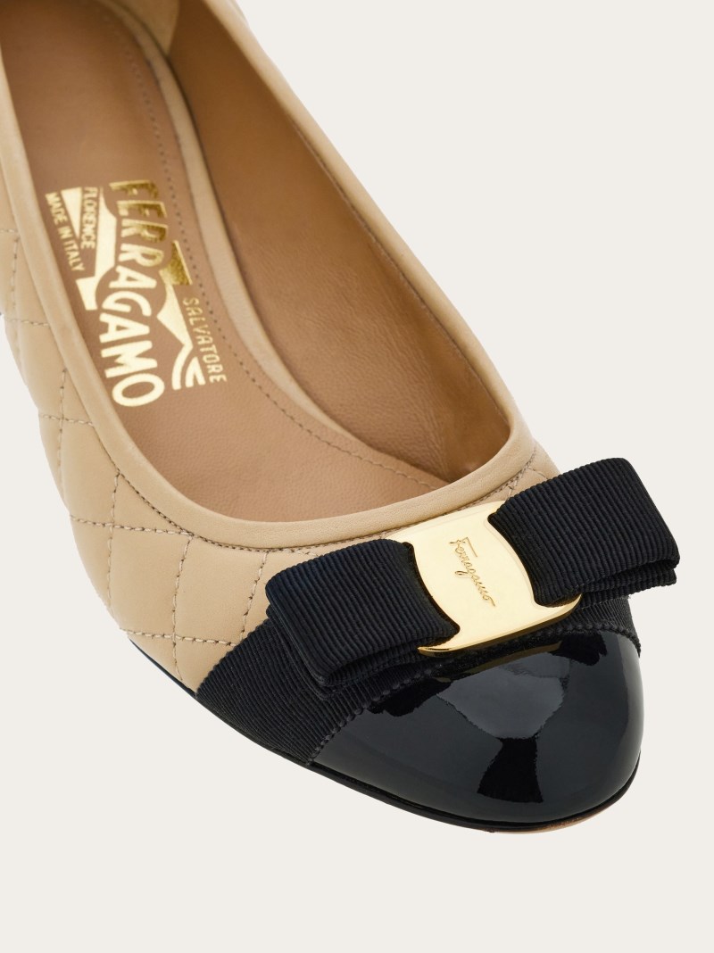 Ferragamo | Women's Quilted Vara Pump - Black/New Bisque