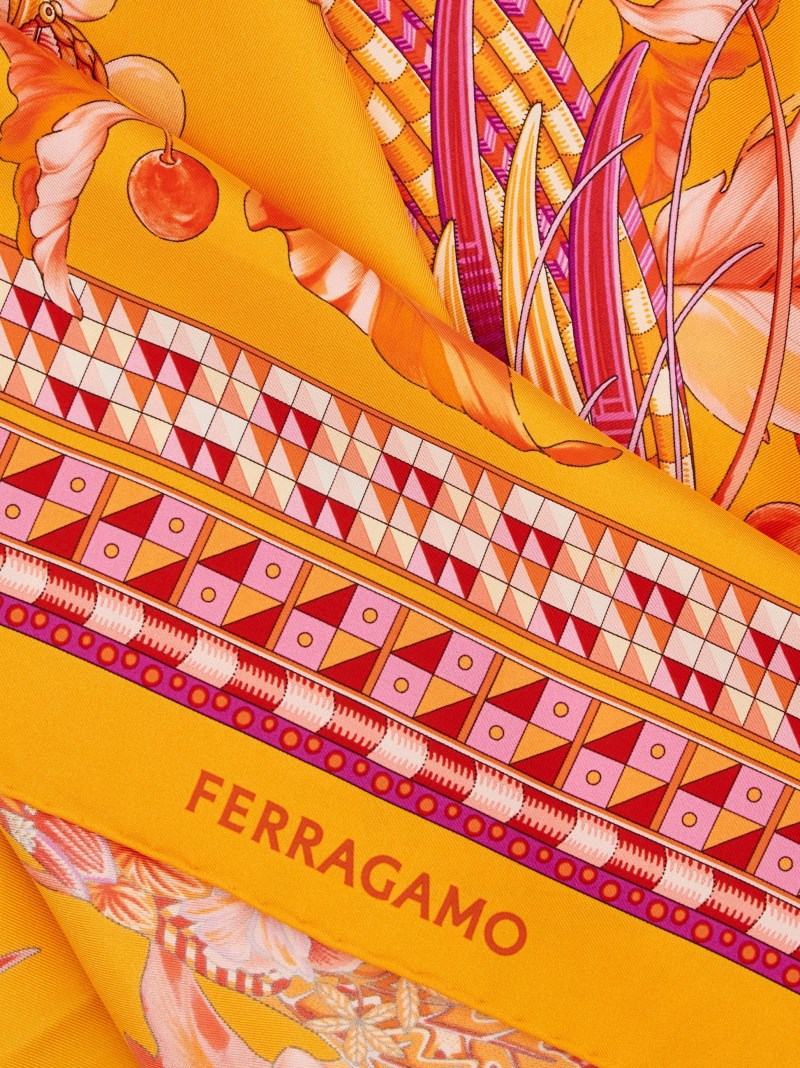 Ferragamo | Women's Animal Print Silk Scarf - Orange/Fuchsia
