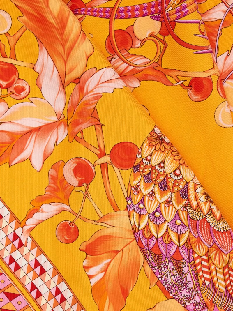 Ferragamo | Women's Animal Print Silk Scarf - Orange/Fuchsia