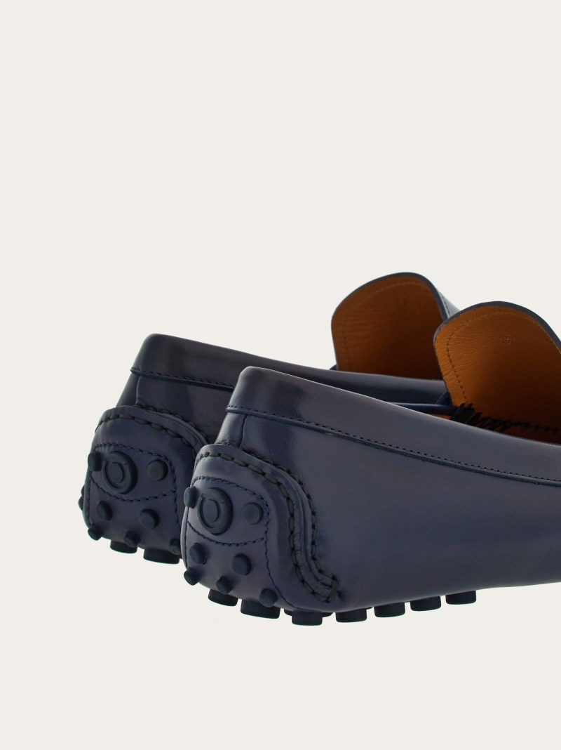 Ferragamo | Men's Driver With Gancini Ornament - Marine Blue/Cookie