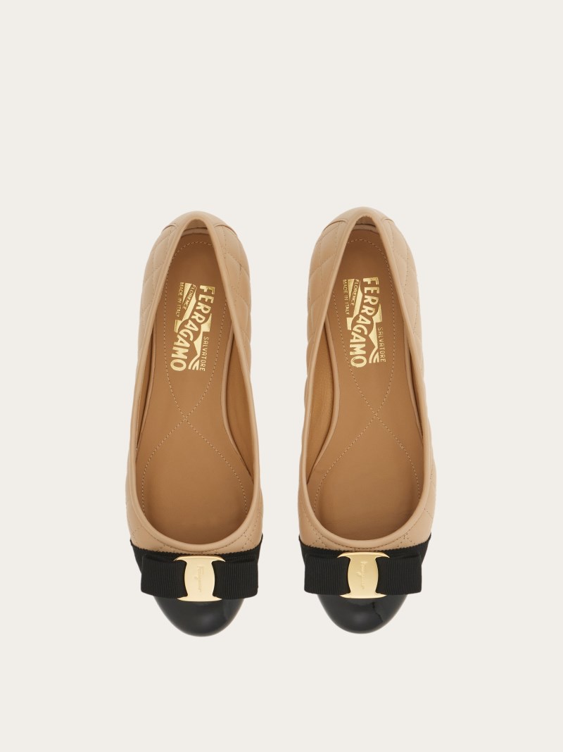 Ferragamo | Women's Varina Ballet Flat - Black/New Bisque
