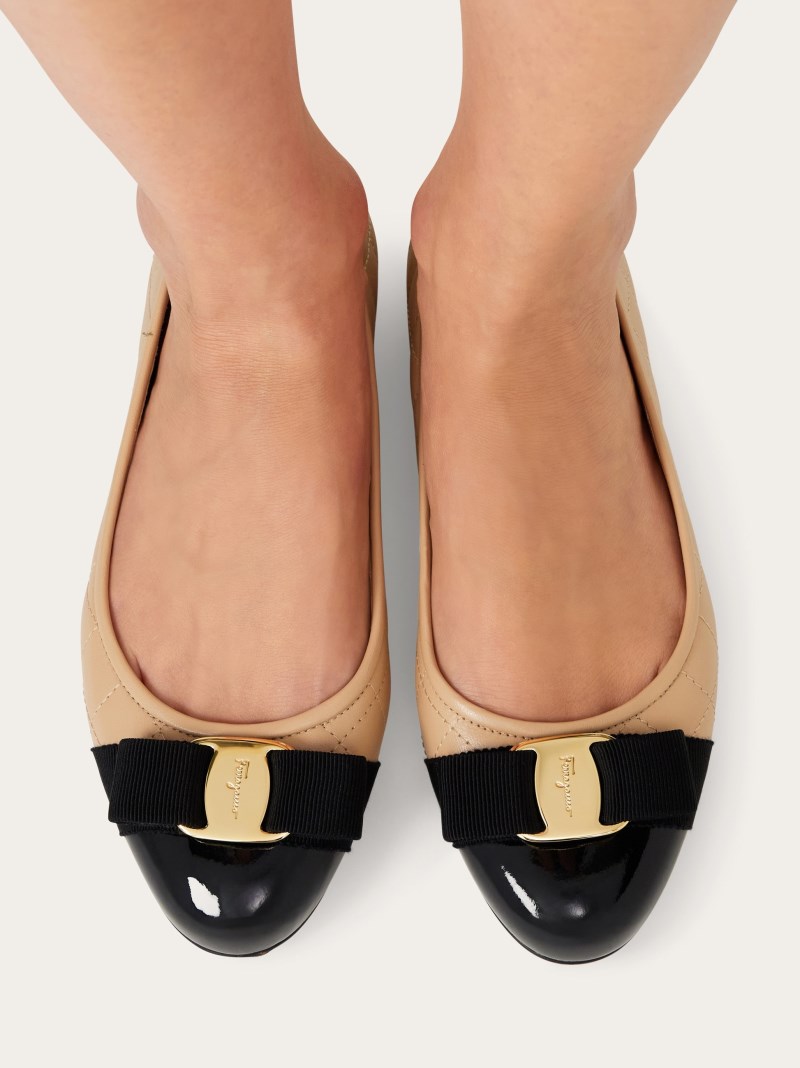 Ferragamo | Women's Varina Ballet Flat - Black/New Bisque