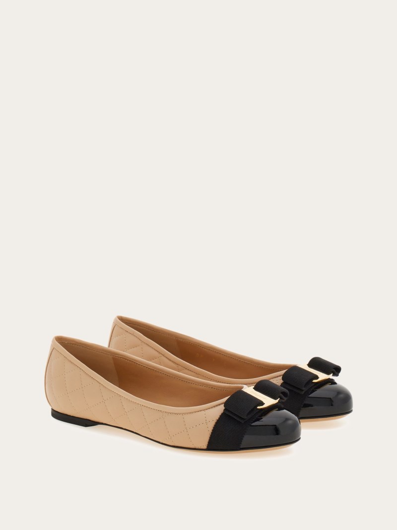 Ferragamo | Women's Varina Ballet Flat - Black/New Bisque