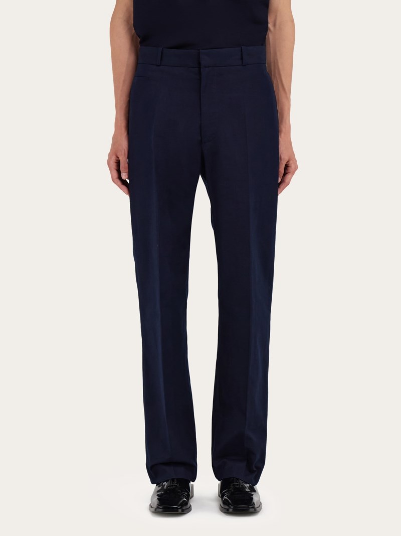 Ferragamo | Men's Cotton Canvas Pants - New Navy Blue