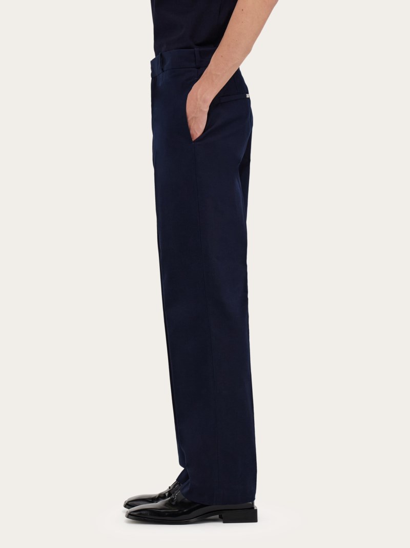 Ferragamo | Men's Cotton Canvas Pants - New Navy Blue