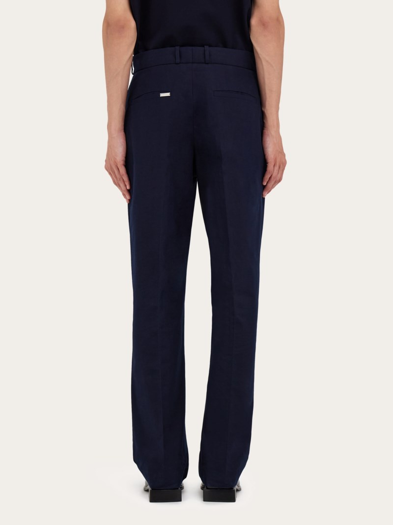 Ferragamo | Men's Cotton Canvas Pants - New Navy Blue