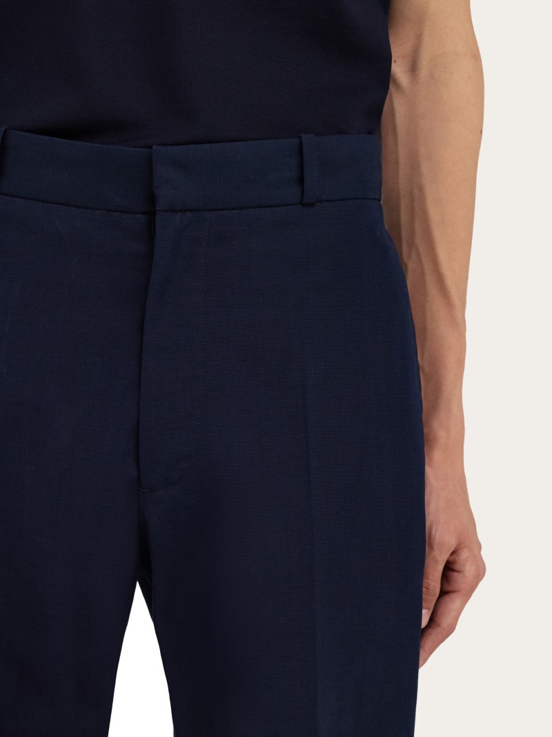 Ferragamo | Men's Cotton Canvas Pants - New Navy Blue