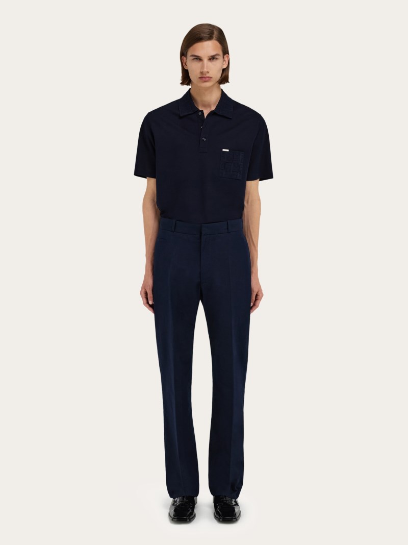 Ferragamo | Men's Cotton Canvas Pants - New Navy Blue