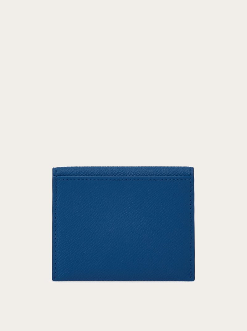 Ferragamo | Women's Gancini Credit Card Holder - Teal Blue/Denim