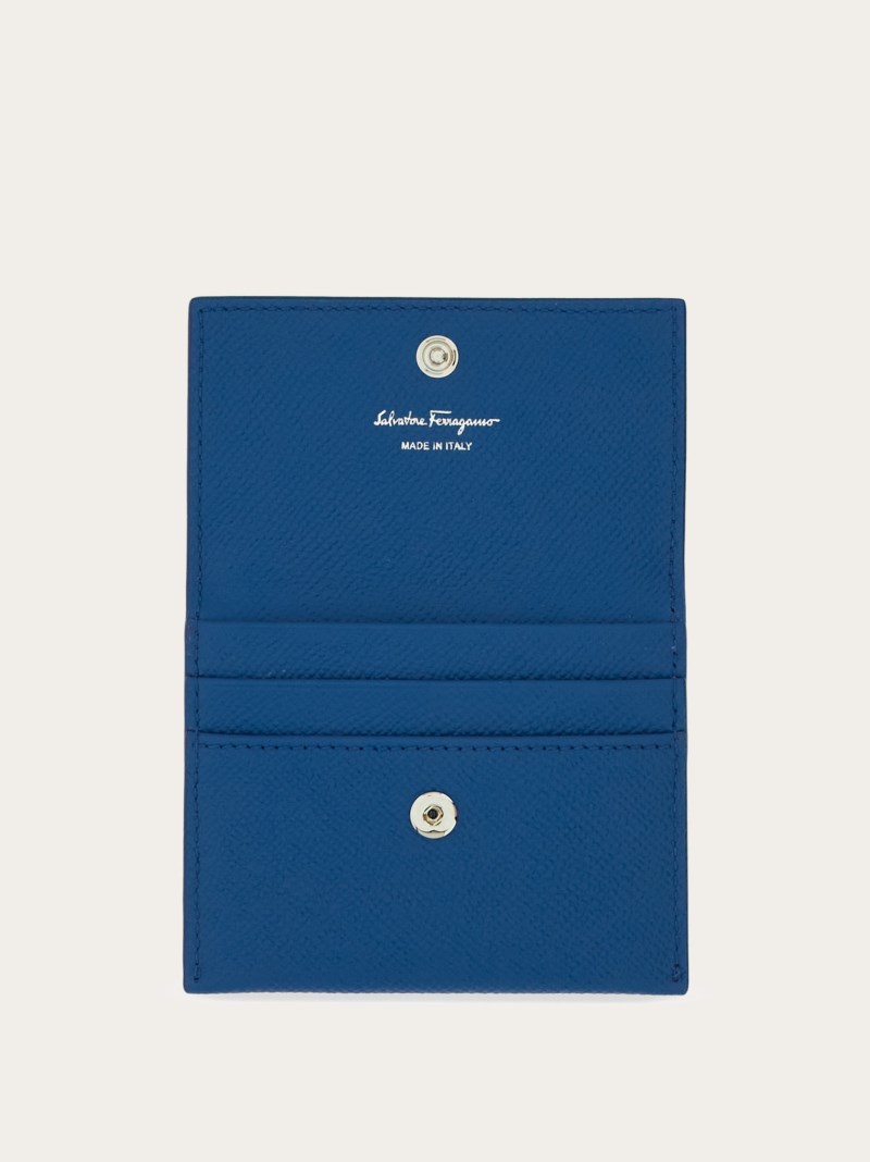 Ferragamo | Women's Gancini Credit Card Holder - Teal Blue/Denim