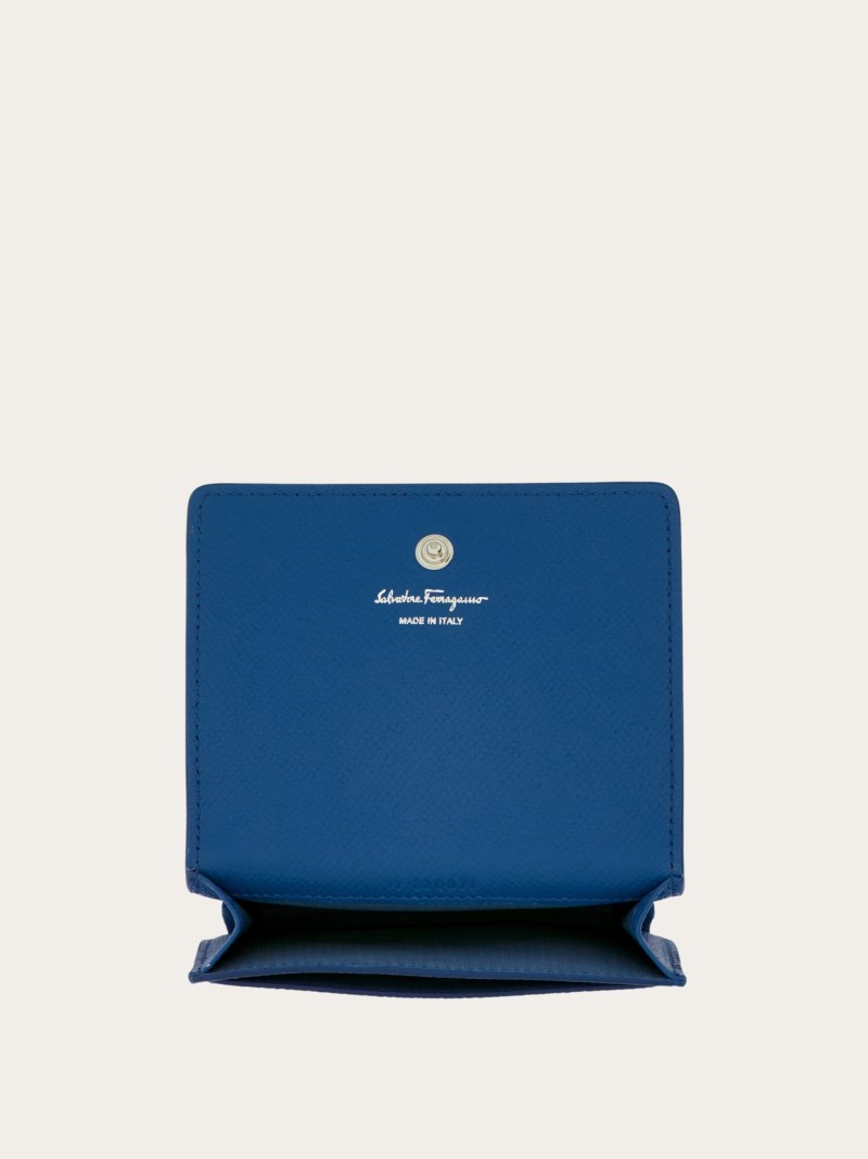 Ferragamo | Women's Gancini Credit Card Holder - Teal Blue/Denim