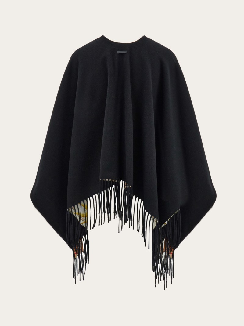 Ferragamo | Women's Day &Amp; Night Print Reversible Cape - Black/Bordeaux