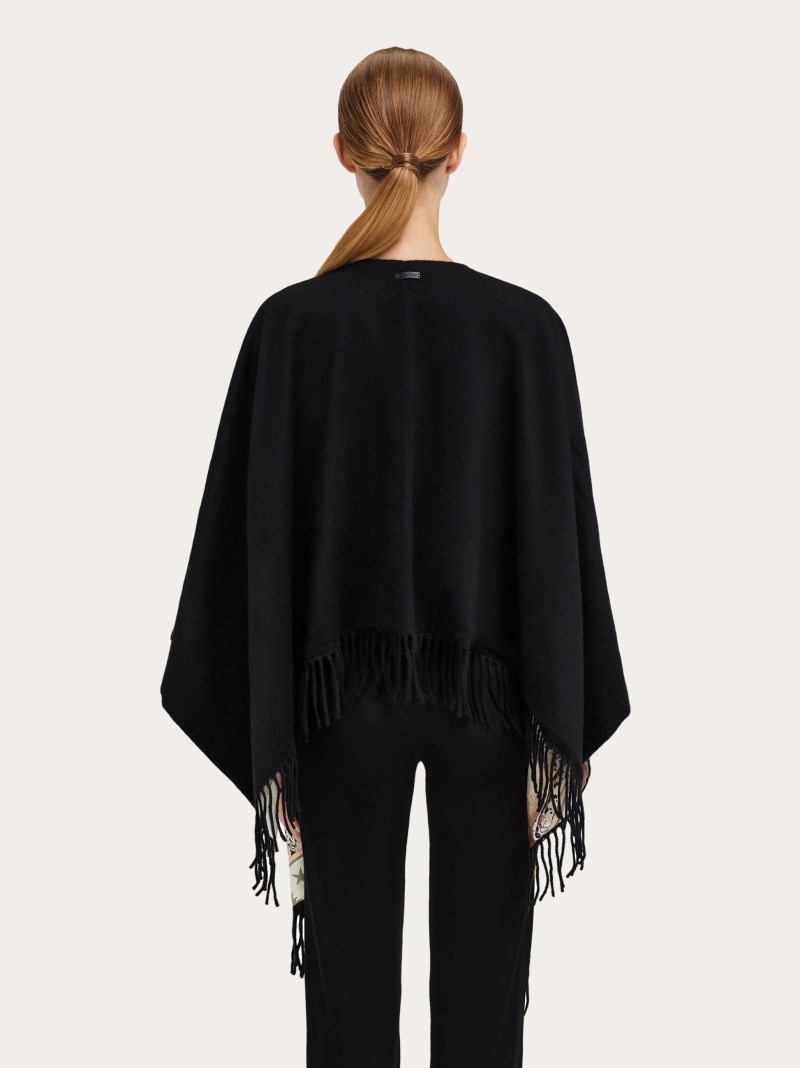 Ferragamo | Women's Day &Amp; Night Print Reversible Cape - Black/Bordeaux