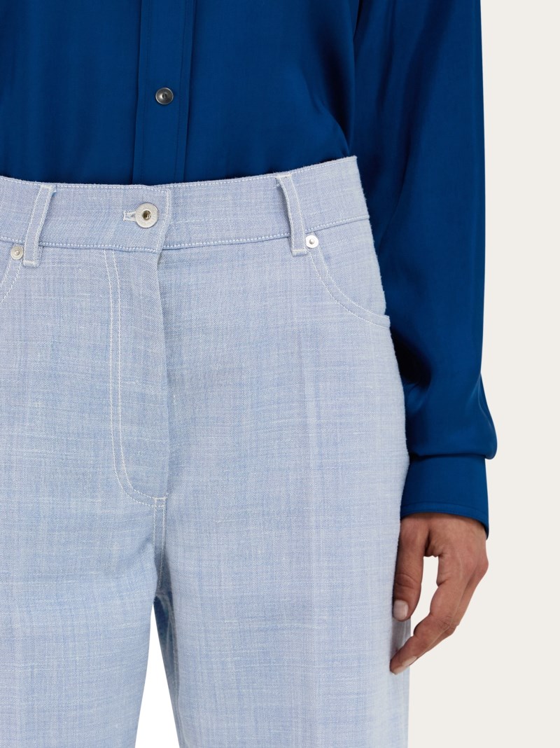 Ferragamo | Women's Five Pocket Trouser - Denim/White