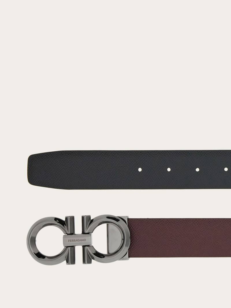 Ferragamo | Men's Reversible And Adjustable Gancini Belt - Dark Barolo/Black