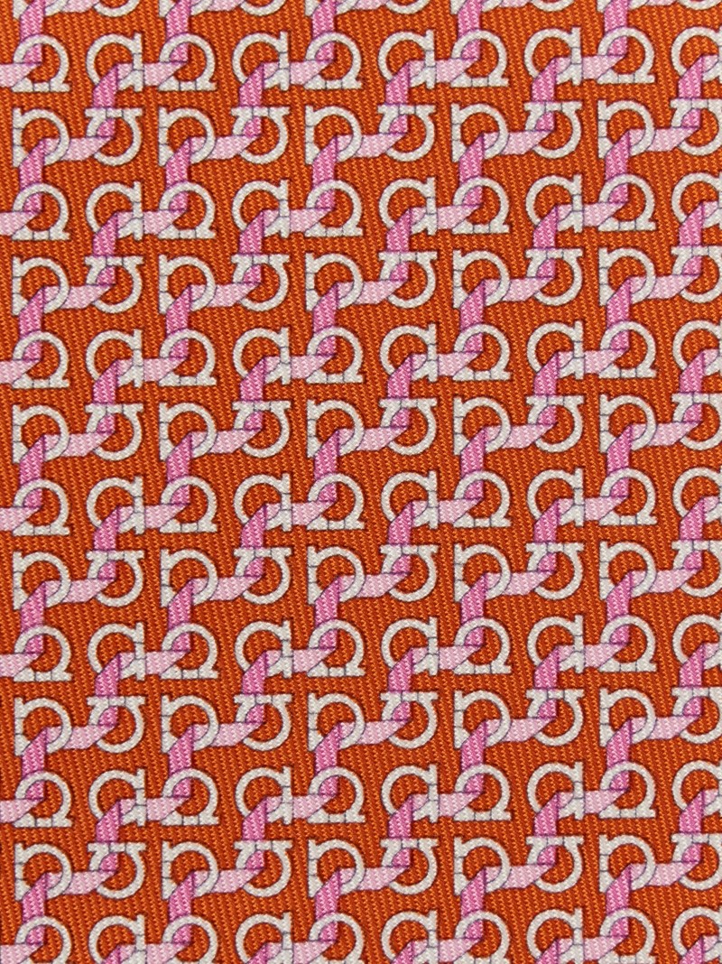Ferragamo | Men's String Print Silk Tie - Orange