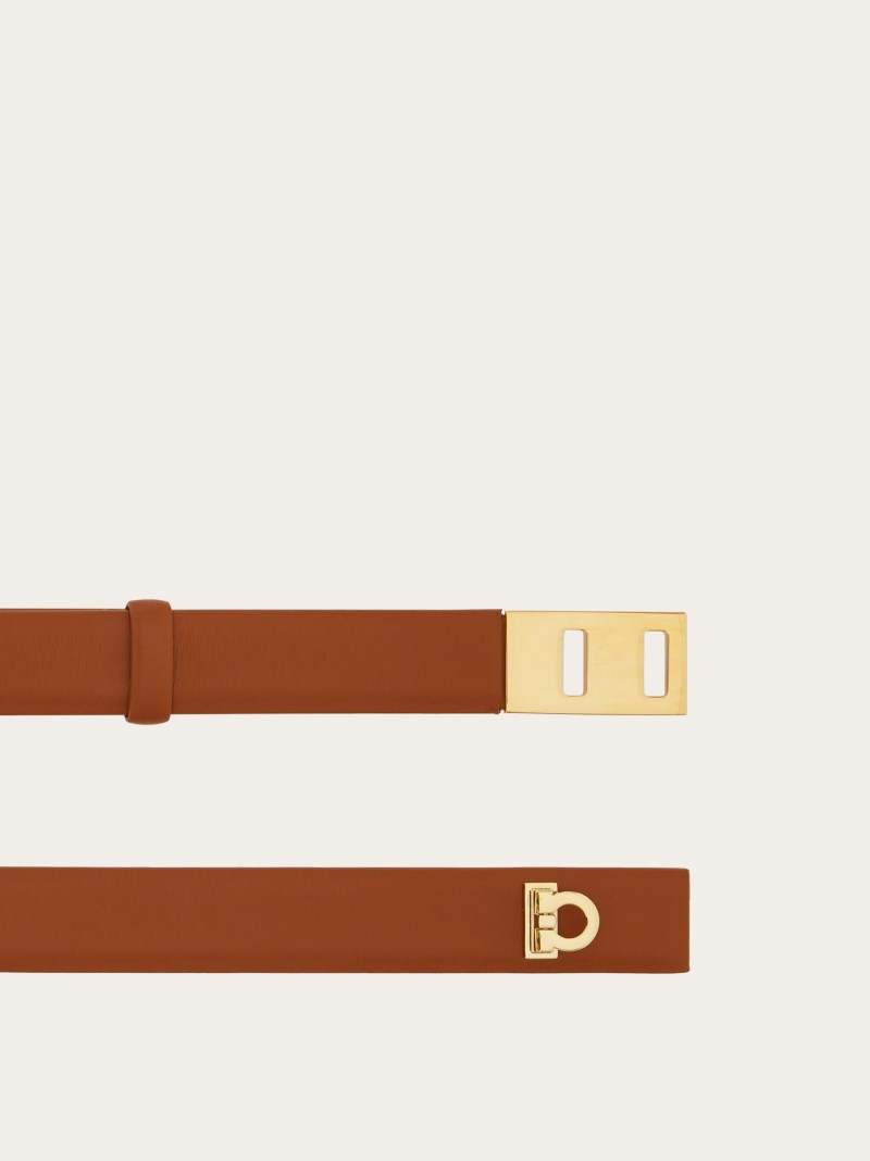 Ferragamo | Women's Extendable Hug Belt - Cognac/Natural Beige