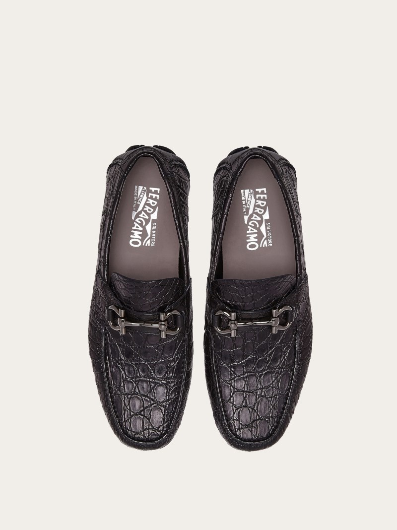 Ferragamo | Men's Driver With Gancini Ornament - Black