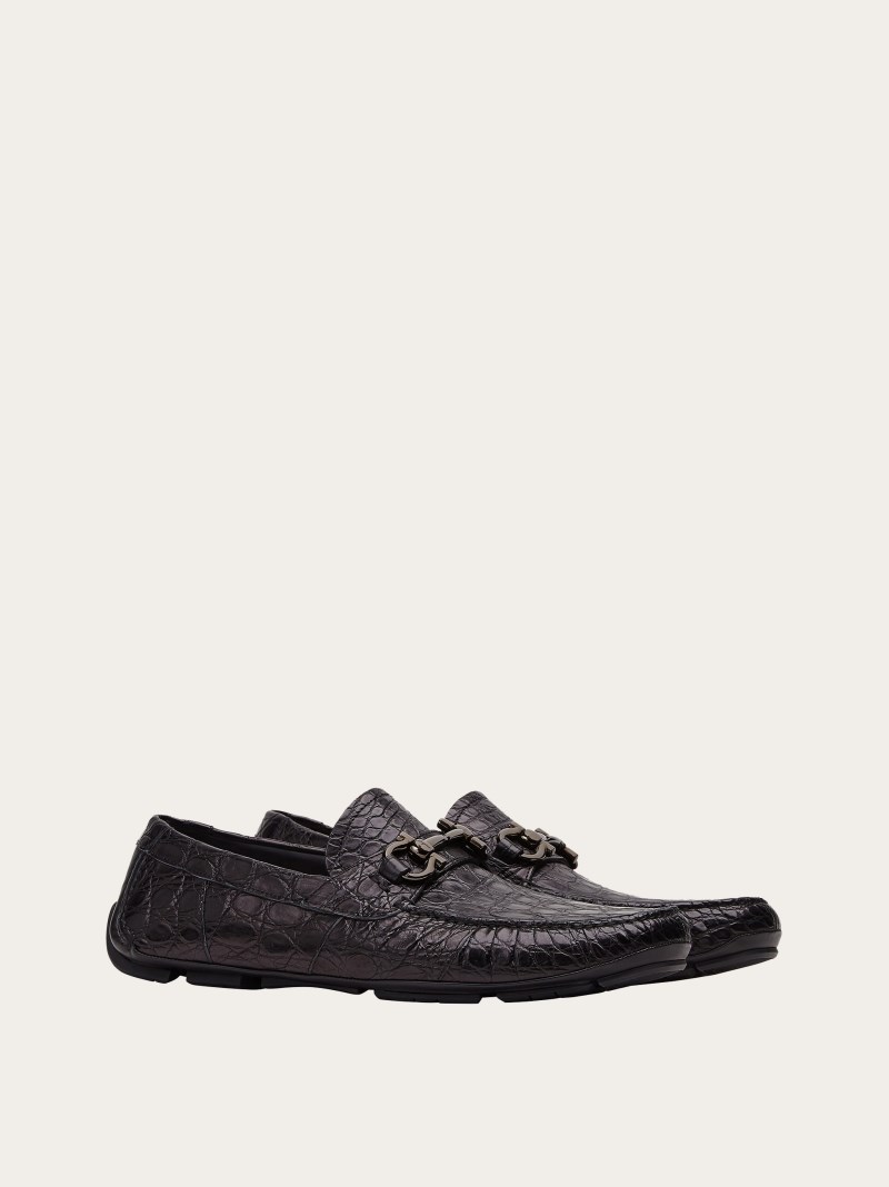 Ferragamo | Men's Driver With Gancini Ornament - Black