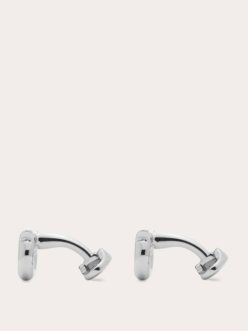 Ferragamo | Men's Gancini Cufflinks - Palladium