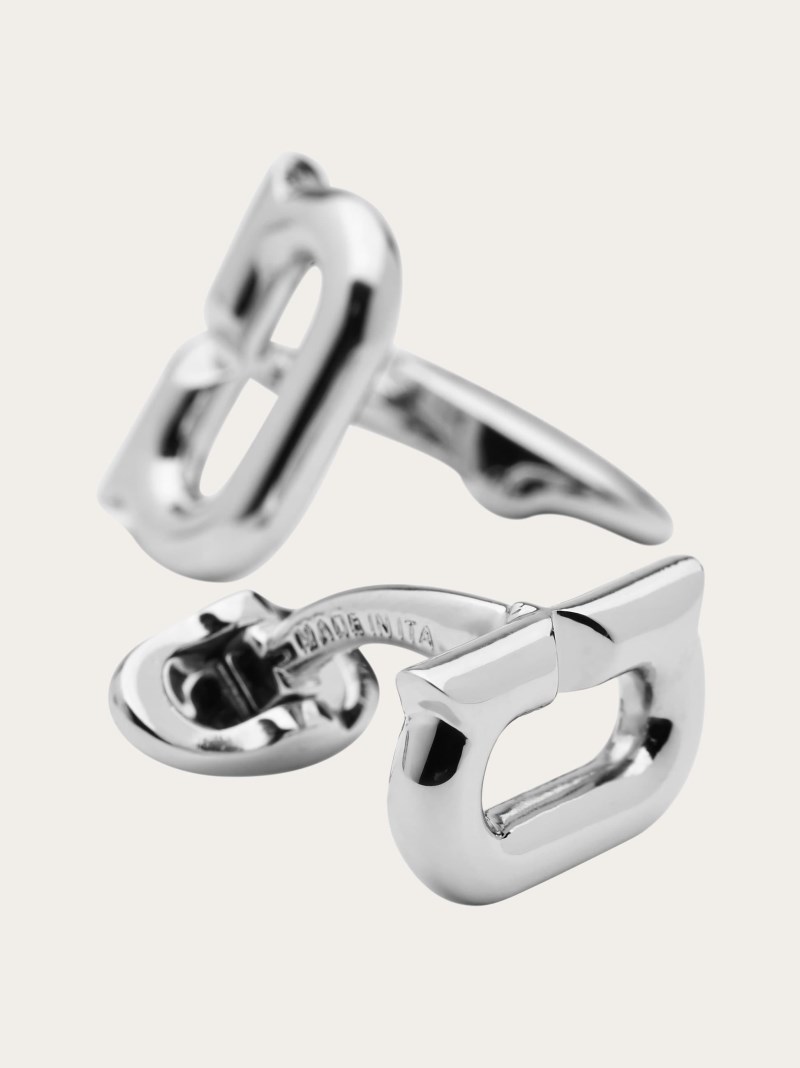 Ferragamo | Men's Gancini Cufflinks - Palladium
