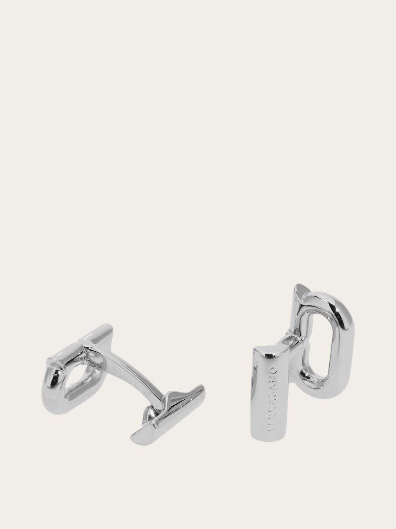 Ferragamo | Men's Gancini Cufflinks - Palladium