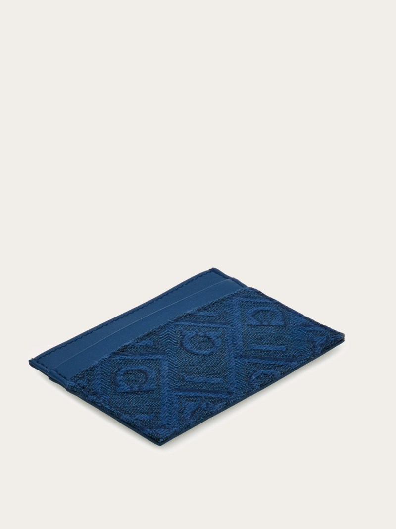 Ferragamo | Women's Credit Card Holder - Teal Blue/Denim